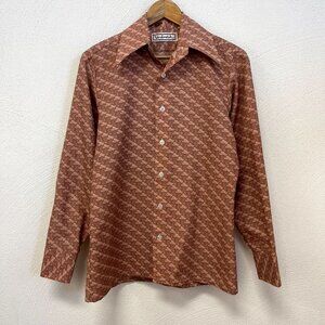 Vintage 70's 'Landmark' Coral Fish Button Down Long Sleeve Size S